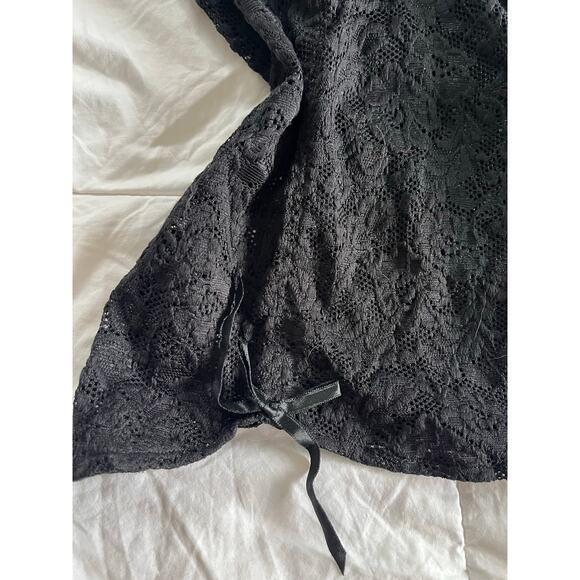 Donna Loren Black Lace Sexy Y2K Sheer Bottom Premium Camisole Top Medium - Picture 3 of 6